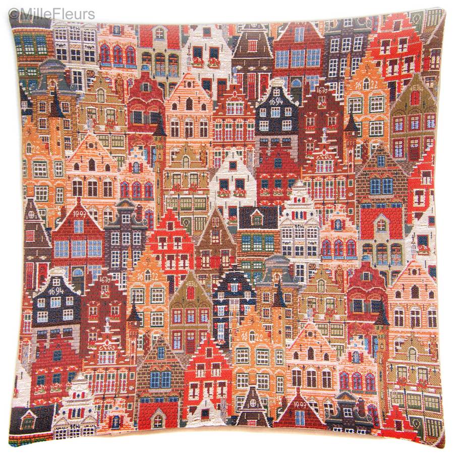 Façades de Bruges Housses de coussin Villes Historiques Belges - Mille Fleurs Tapestries