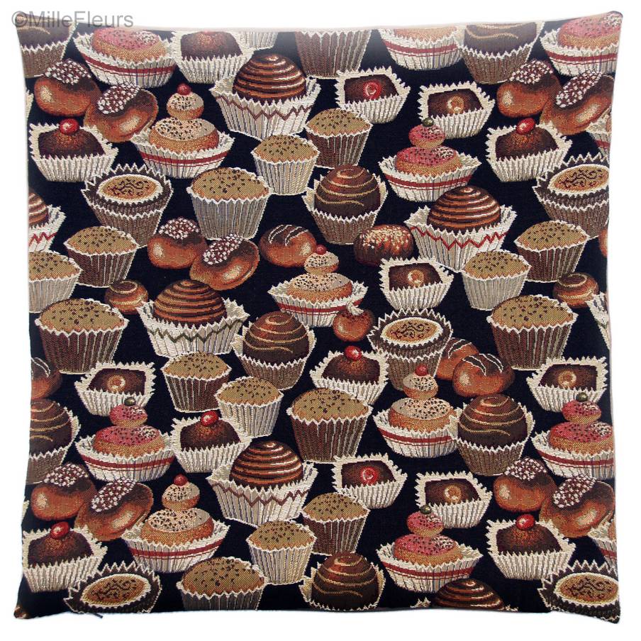 Cupcakes, zwart Kussenslopen *** uitverkoop *** - Mille Fleurs Tapestries