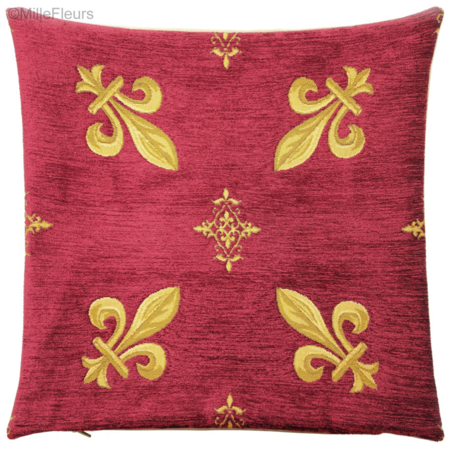 Fleur-de-Lis, red Tapestry cushions Fleur-de-Lis and Heraldic - Mille Fleurs Tapestries