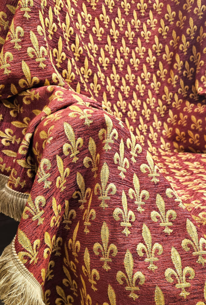 Fleur-de-lys, rood Plaids & Tafelkleden Middeleeuws - Mille Fleurs Tapestries