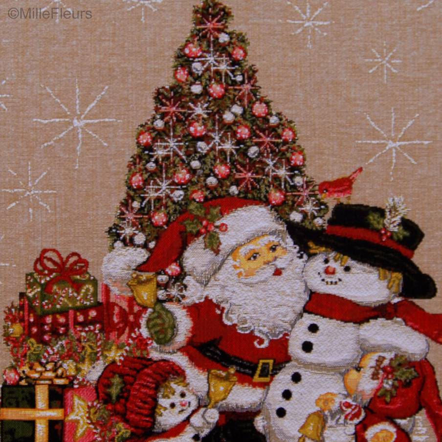 Santa at The Tree Tapestry cushions Christmas & Winter - Mille Fleurs Tapestries