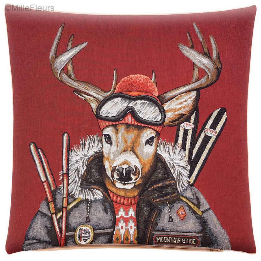 Cerf de Ski Housses de coussin Noël & Hiver - Mille Fleurs Tapestries