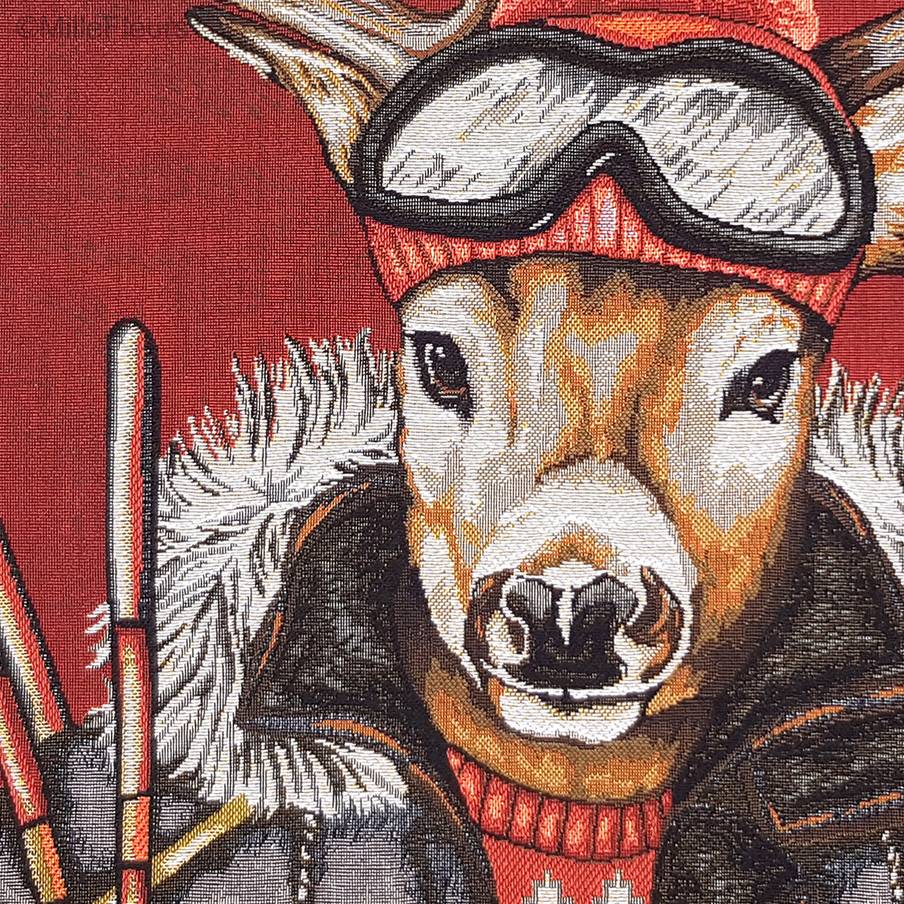 Skiing Deer Tapestry cushions Christmas & Winter - Mille Fleurs Tapestries