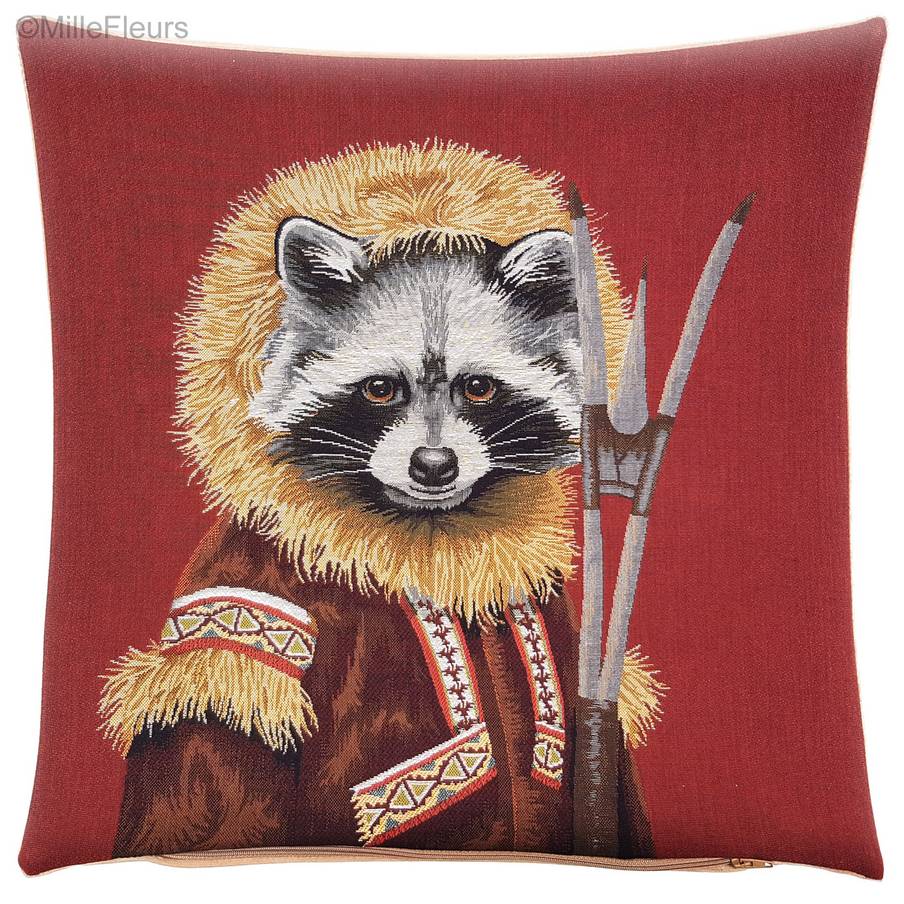 Eskimo Raccoon Tapestry cushions Christmas & Winter - Mille Fleurs Tapestries