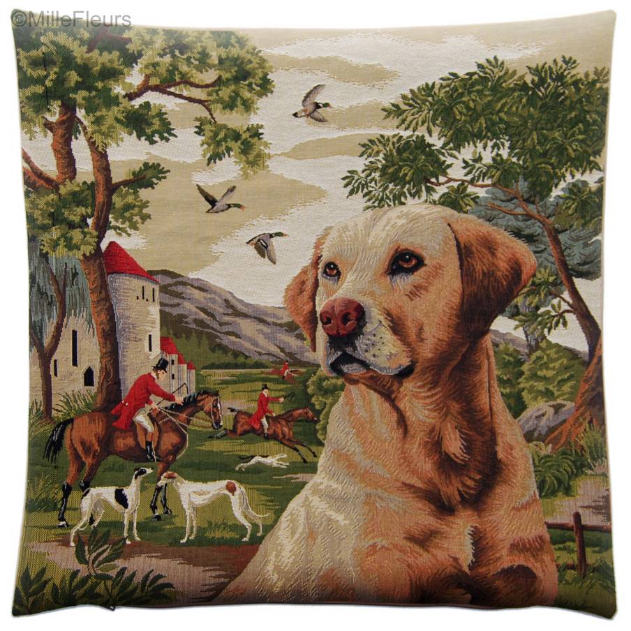 Hunting Dog Tapestry cushions Hunting and Golf and Horses - Mille Fleurs Tapestries