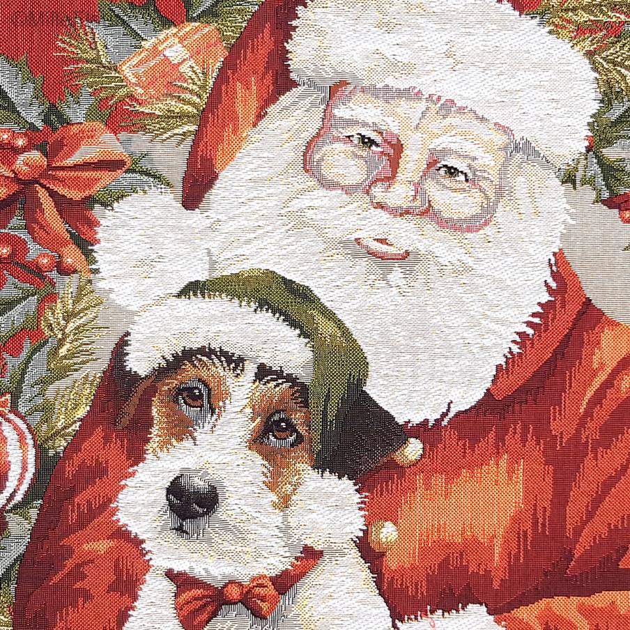 Santa Claus and Dog Tapestry cushions Christmas & Winter - Mille Fleurs Tapestries