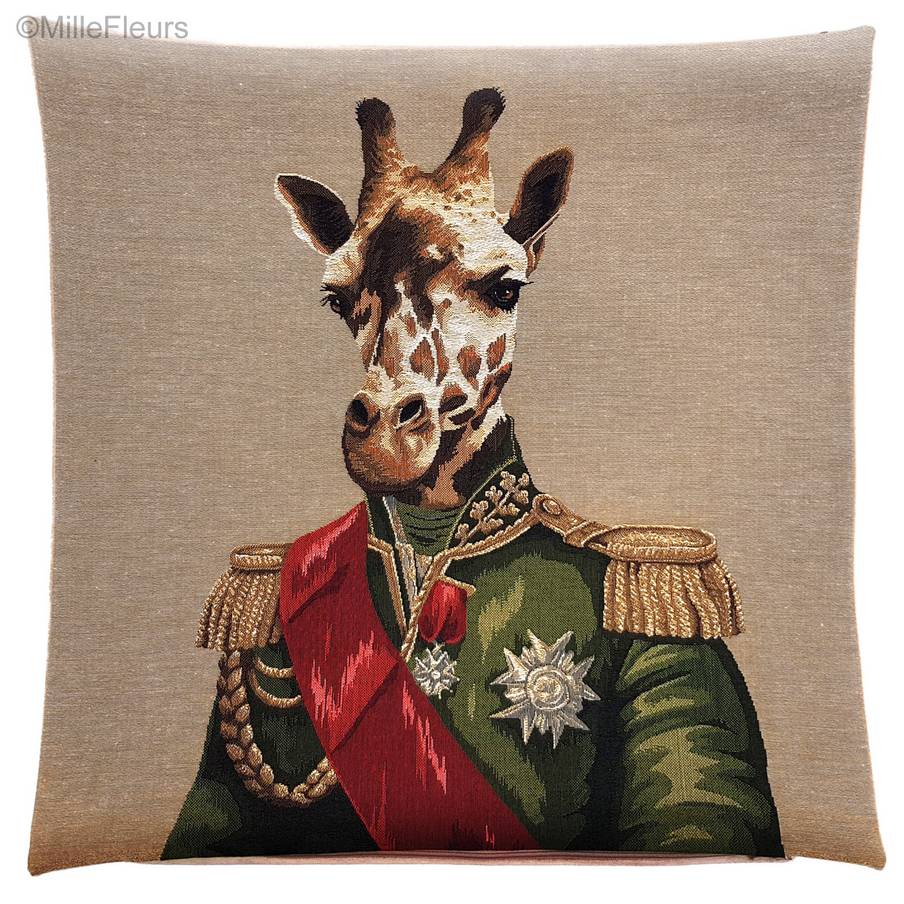 Aristofari Girafe avec paillettes Housses de coussin Animaux - Mille Fleurs Tapestries