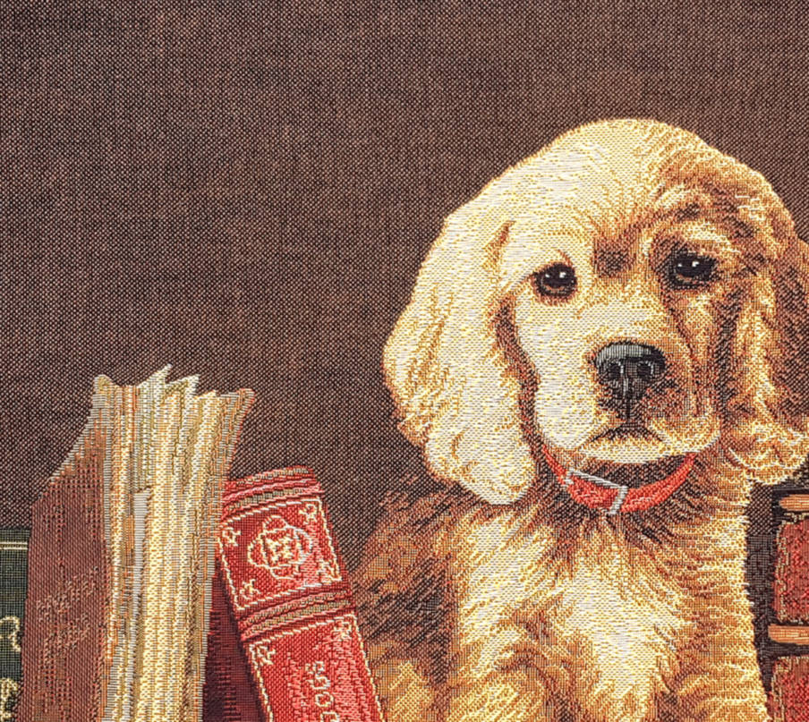 Library Golden Retreiver Tapestry cushions Dogs - Mille Fleurs Tapestries