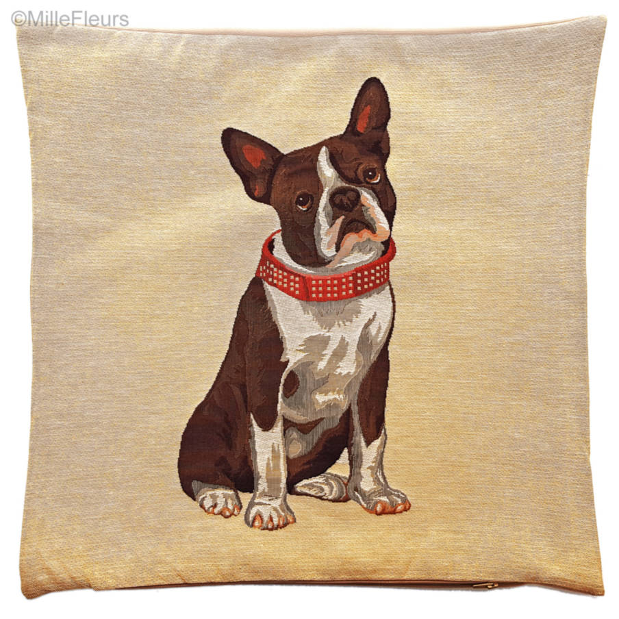 Boston Terrier Housses de coussin Chiens - Mille Fleurs Tapestries