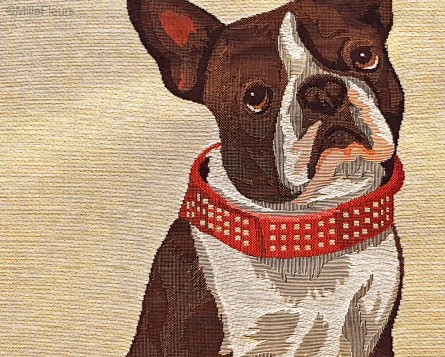 Boston Terrier Housses de coussin Chiens - Mille Fleurs Tapestries