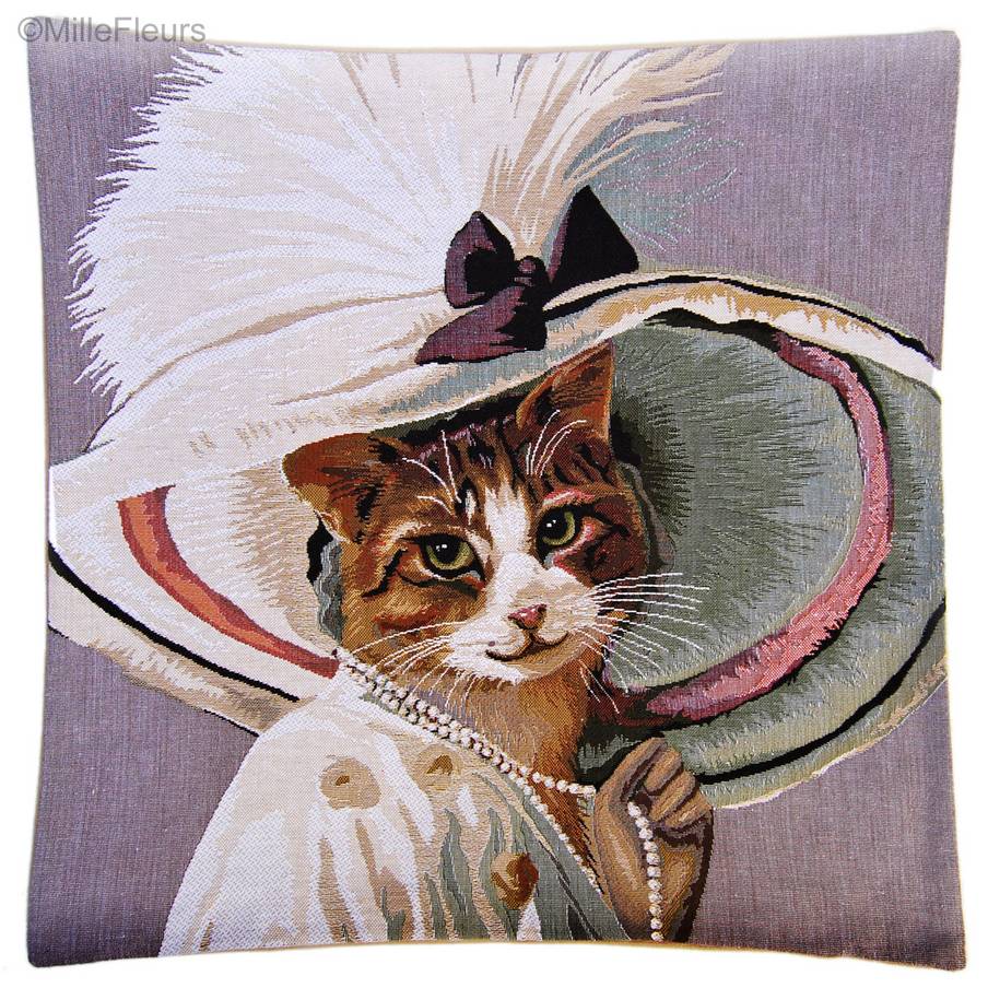 Kat met Hoed Kussenslopen Katten - Mille Fleurs Tapestries