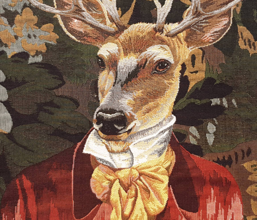 Gekleed Hert in het Bos Kussenslopen Herten - Mille Fleurs Tapestries