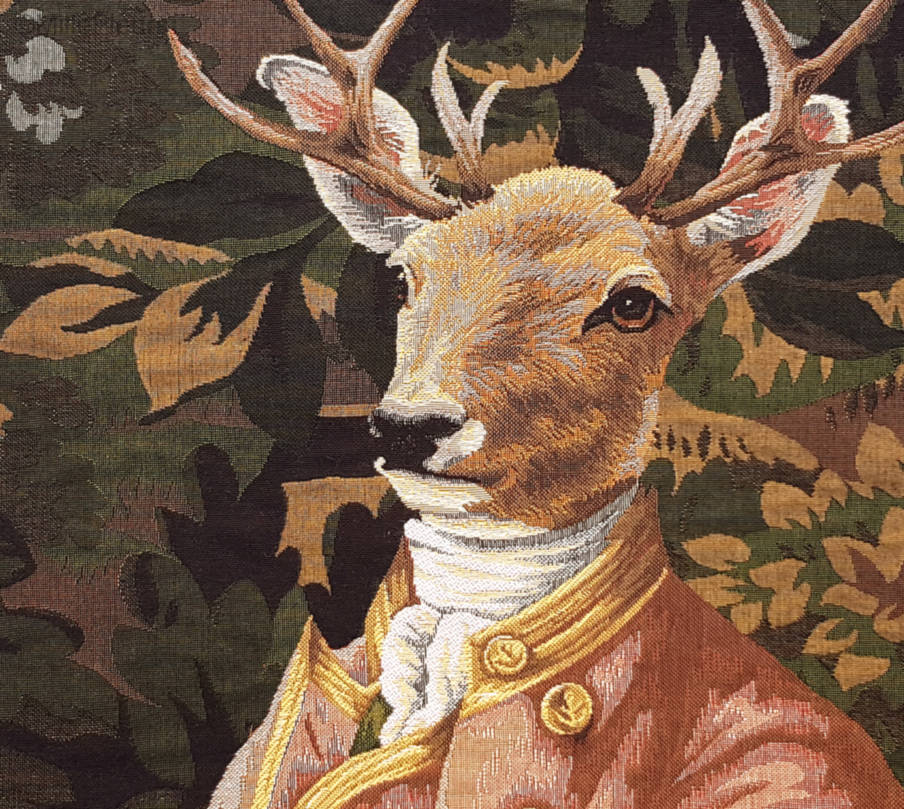 Cerf Habillé dans la Forêt Housses de coussin Cerfs - Mille Fleurs Tapestries