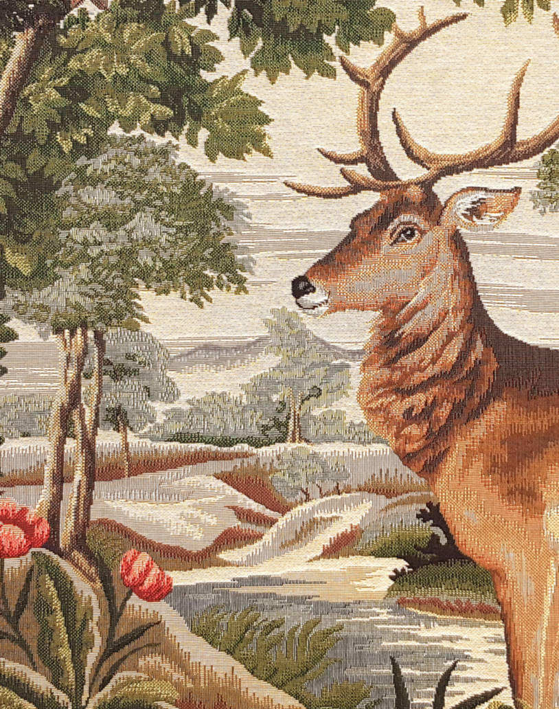 Cerf dans la Forêt Housses de coussin Cerfs - Mille Fleurs Tapestries