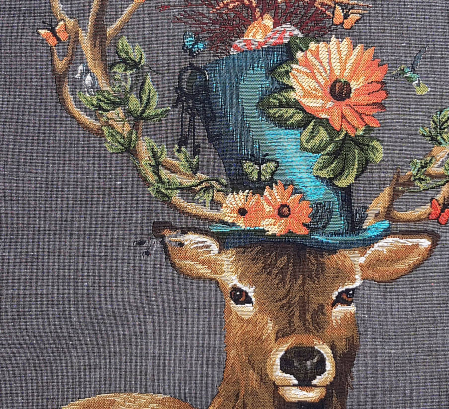 Ciervo y Mariposas Fundas de cojín Ciervos - Mille Fleurs Tapestries