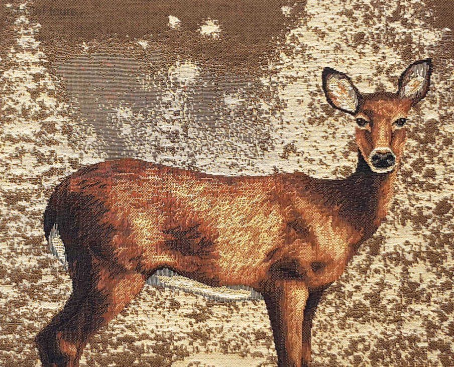 Cerf dans la Neige Housses de coussin Noël & Hiver - Mille Fleurs Tapestries