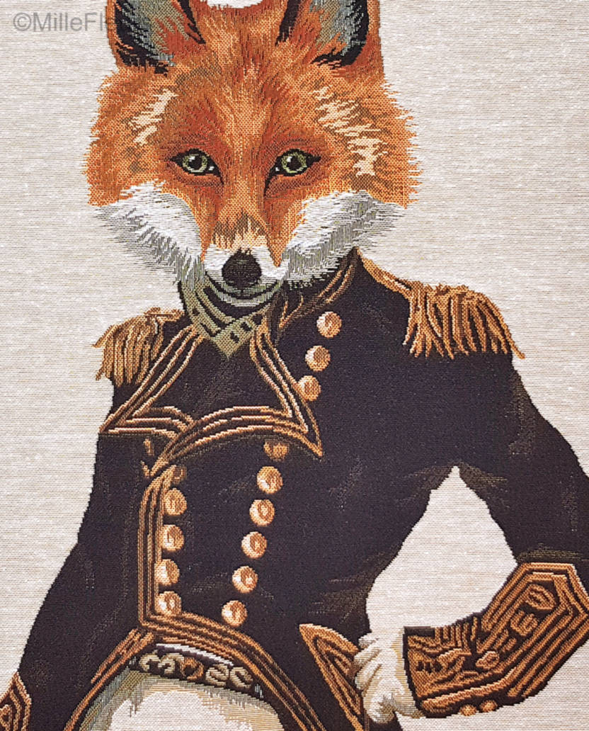 Fabulous Fox, beige Tapestry cushions Foxes - Mille Fleurs Tapestries
