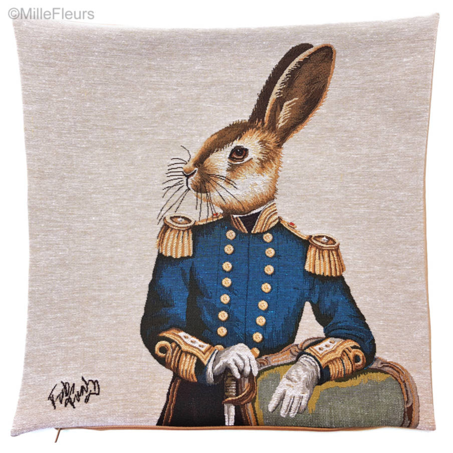Fabulous Hare, beige Tapestry cushions Animals - Mille Fleurs Tapestries