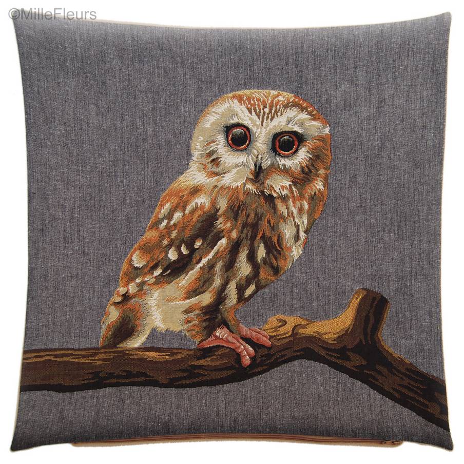 Owl, grey Tapestry cushions Birds - Mille Fleurs Tapestries