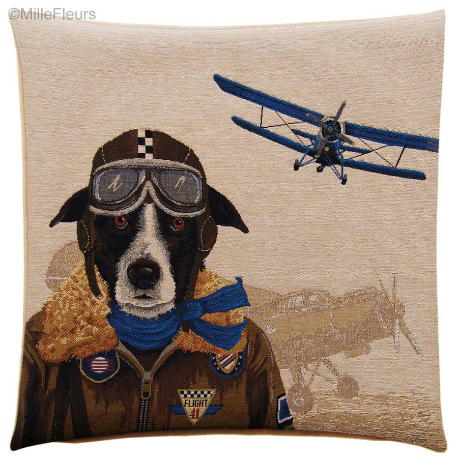 Pilote Border Collie Housses de coussin Chiens dans le Trafic - Mille Fleurs Tapestries