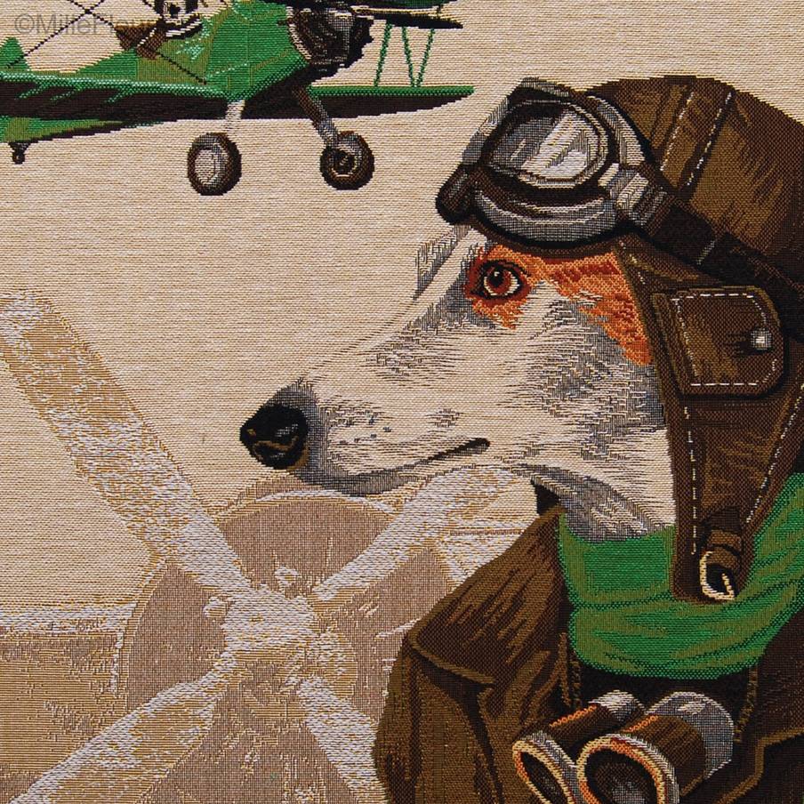 Whippet Pilot Tapestry cushions Dogs in Traffic - Mille Fleurs Tapestries