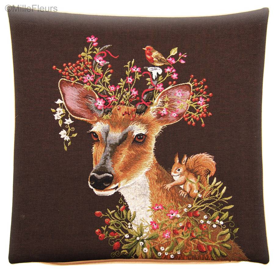 Amis de la Forêt Housses de coussin Cerfs - Mille Fleurs Tapestries