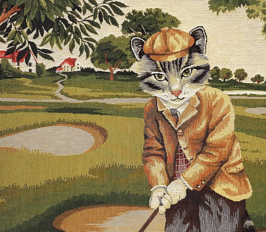 Golfing Cat Tapestry cushions Cats - Mille Fleurs Tapestries