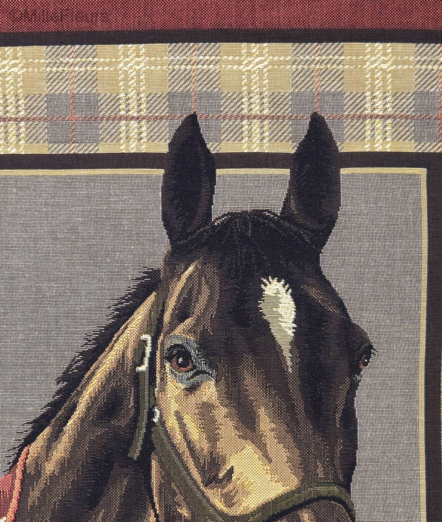 Country Brown Horse Tapestry cushions Hunting and Golf and Horses - Mille Fleurs Tapestries