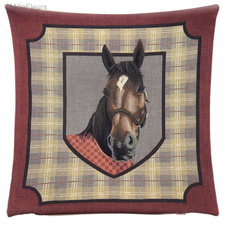 Country Chestnut Horse Tapestry cushions Hunting and Golf and Horses - Mille Fleurs Tapestries