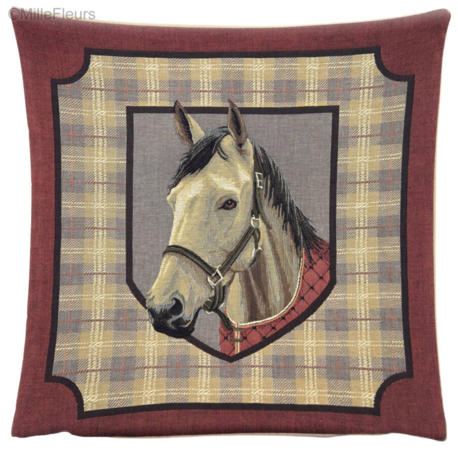 Country White Horse Tapestry cushions Hunting and Golf and Horses - Mille Fleurs Tapestries