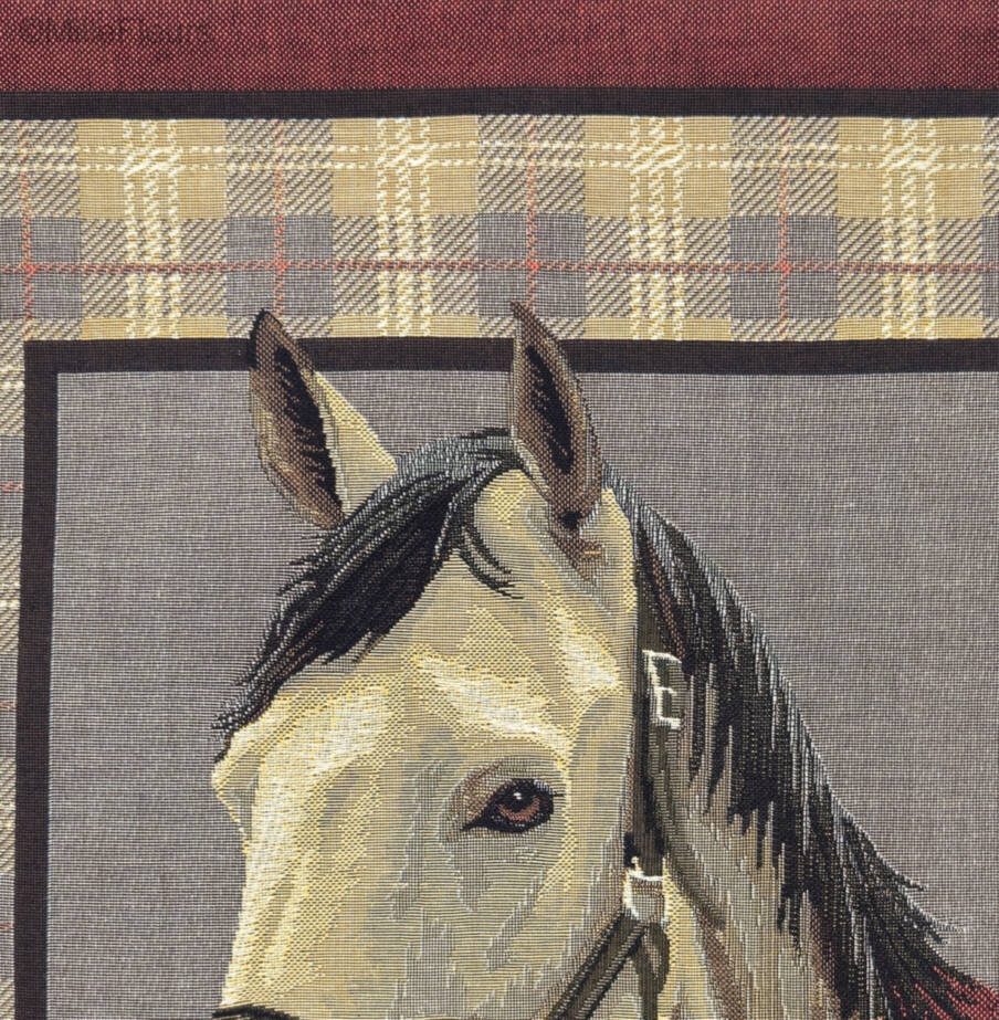 Country White Horse Tapestry cushions Hunting and Golf and Horses - Mille Fleurs Tapestries