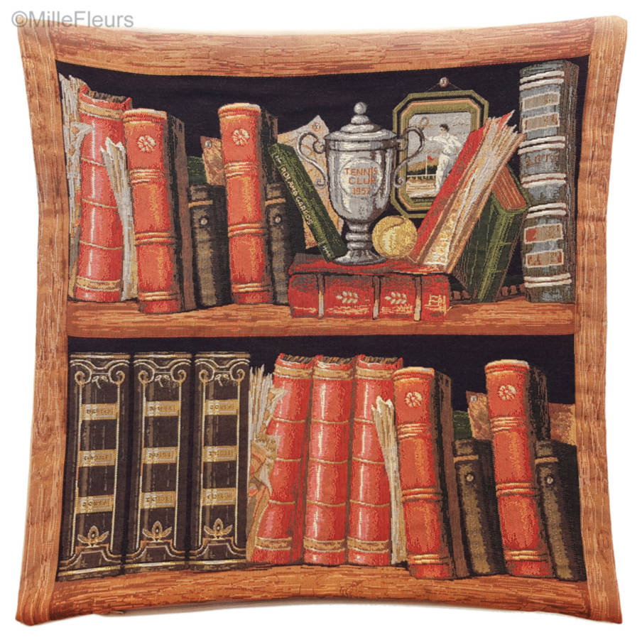Library with Tennis Trophy Tapestry cushions Library - Mille Fleurs Tapestries