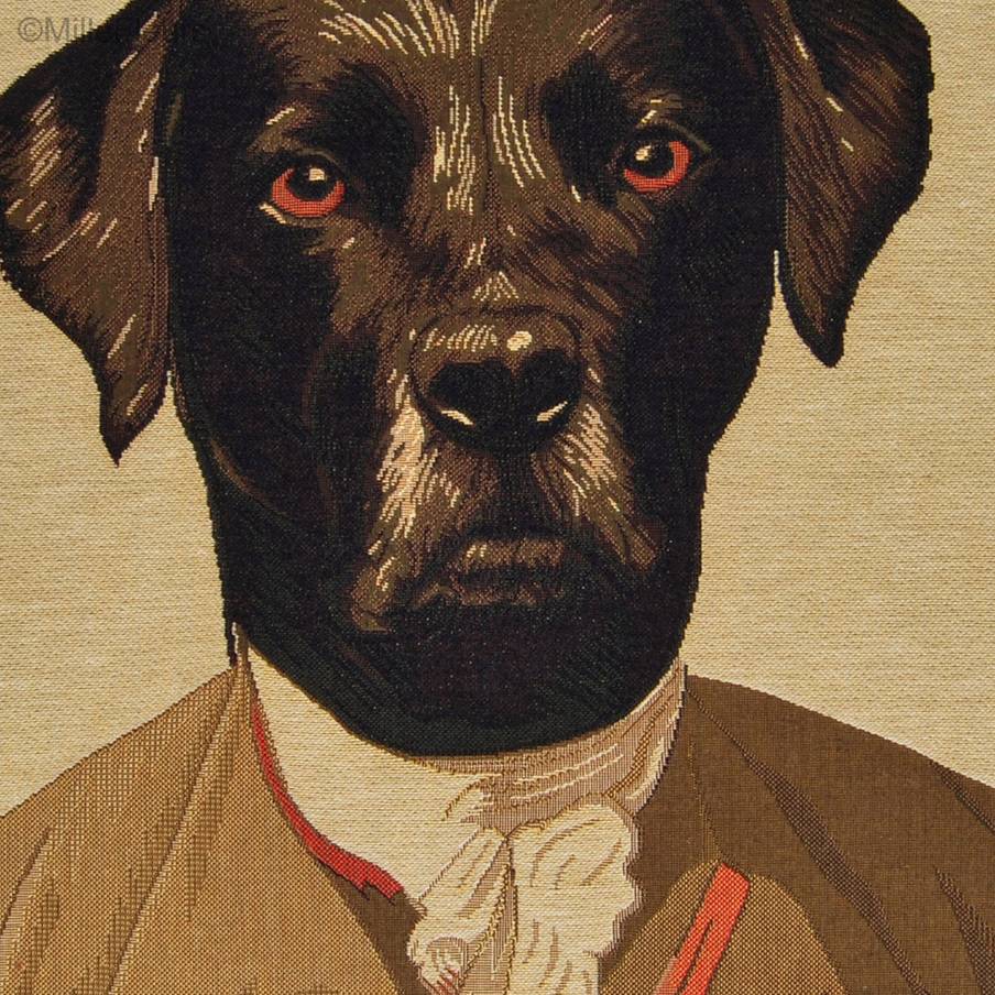 Labrador Negro (Thierry Poncelet) Fundas de cojín Perros de Thierry Poncelet - Mille Fleurs Tapestries