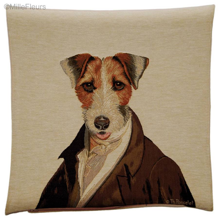 Jack Russell (Thierry Poncelet) Fundas de cojín Perros de Thierry Poncelet - Mille Fleurs Tapestries