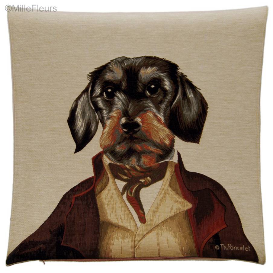 Teckel (Thierry Poncelet) Housses de coussin Chiens de Thierry Poncelet - Mille Fleurs Tapestries