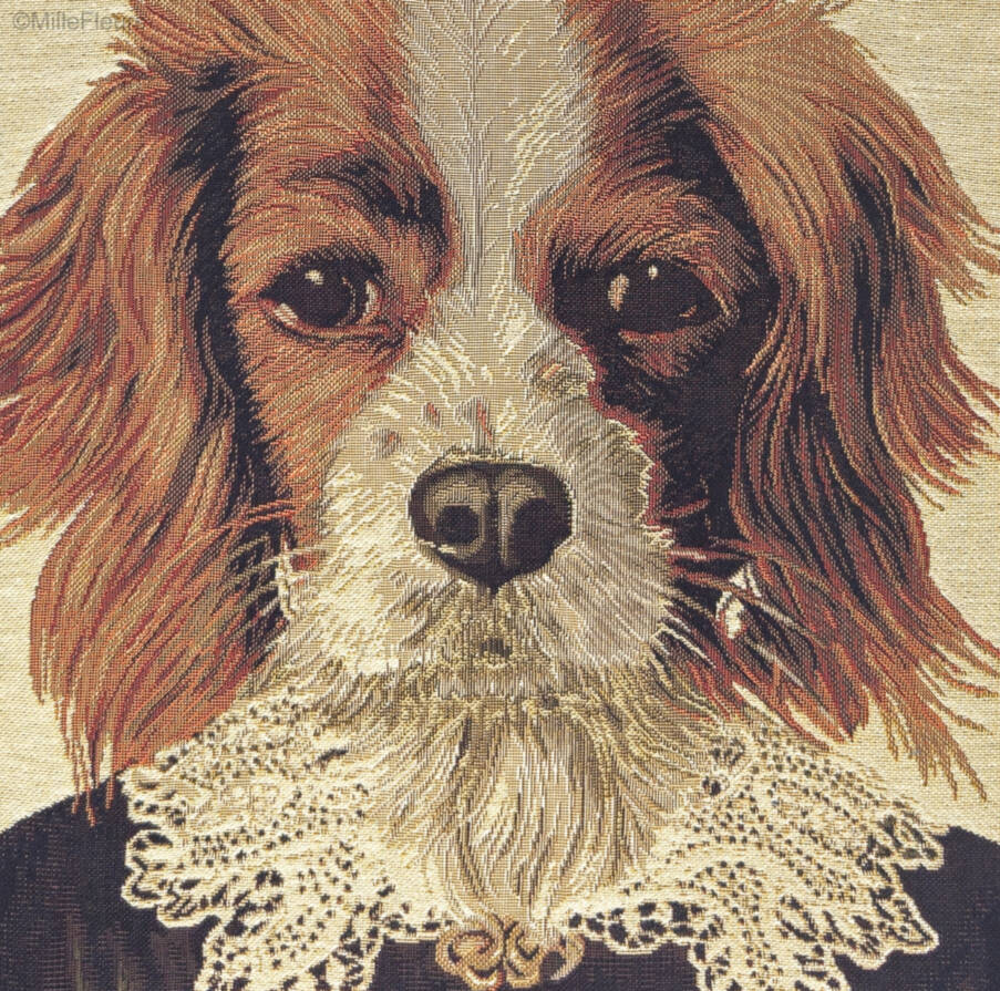 Cavalier-kingcharlesspaniël Sierkussens Honden door Thierry Poncelet - Mille Fleurs Tapestries