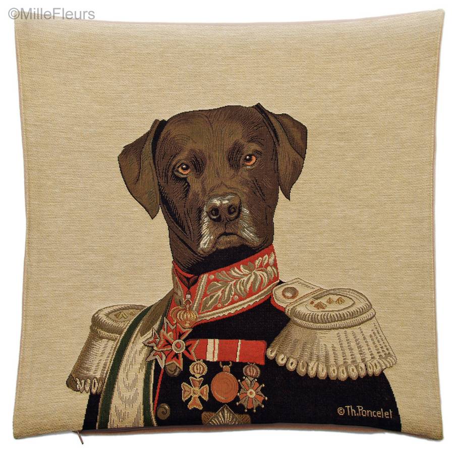 Chocolate Labrador (Thierry Poncelet) Tapestry cushions Dogs by Thierry Poncelet - Mille Fleurs Tapestries