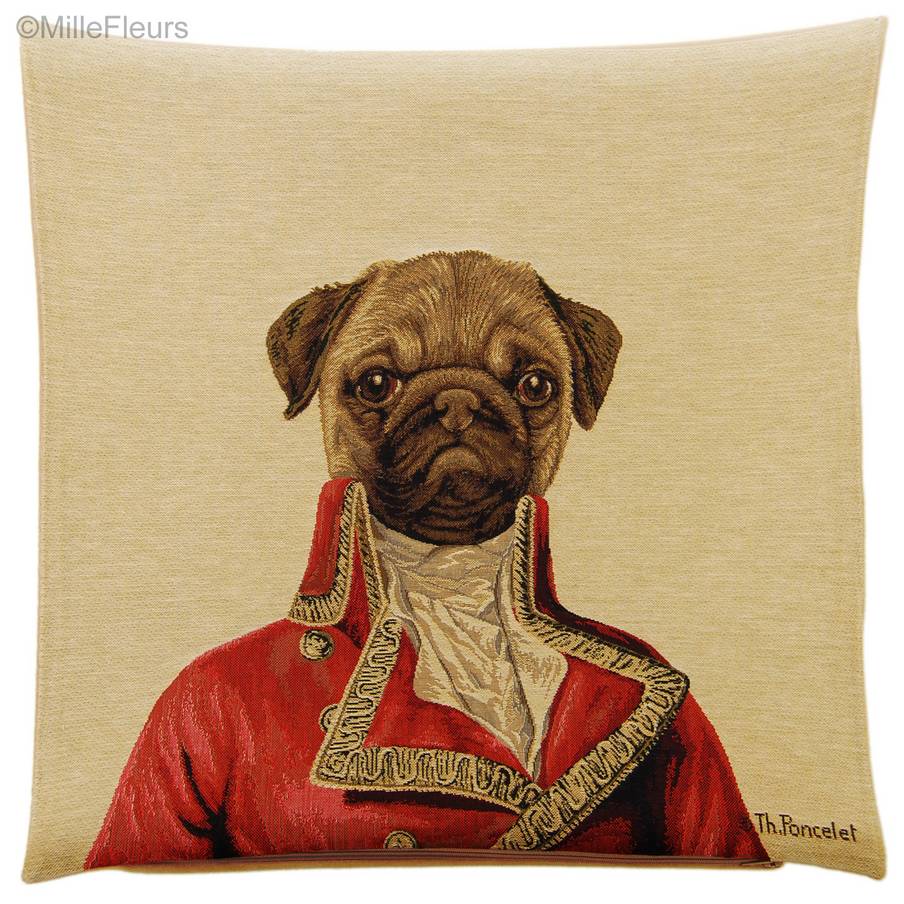 Pug (Thierry Poncelet) Tapestry cushions Dogs by Thierry Poncelet - Mille Fleurs Tapestries