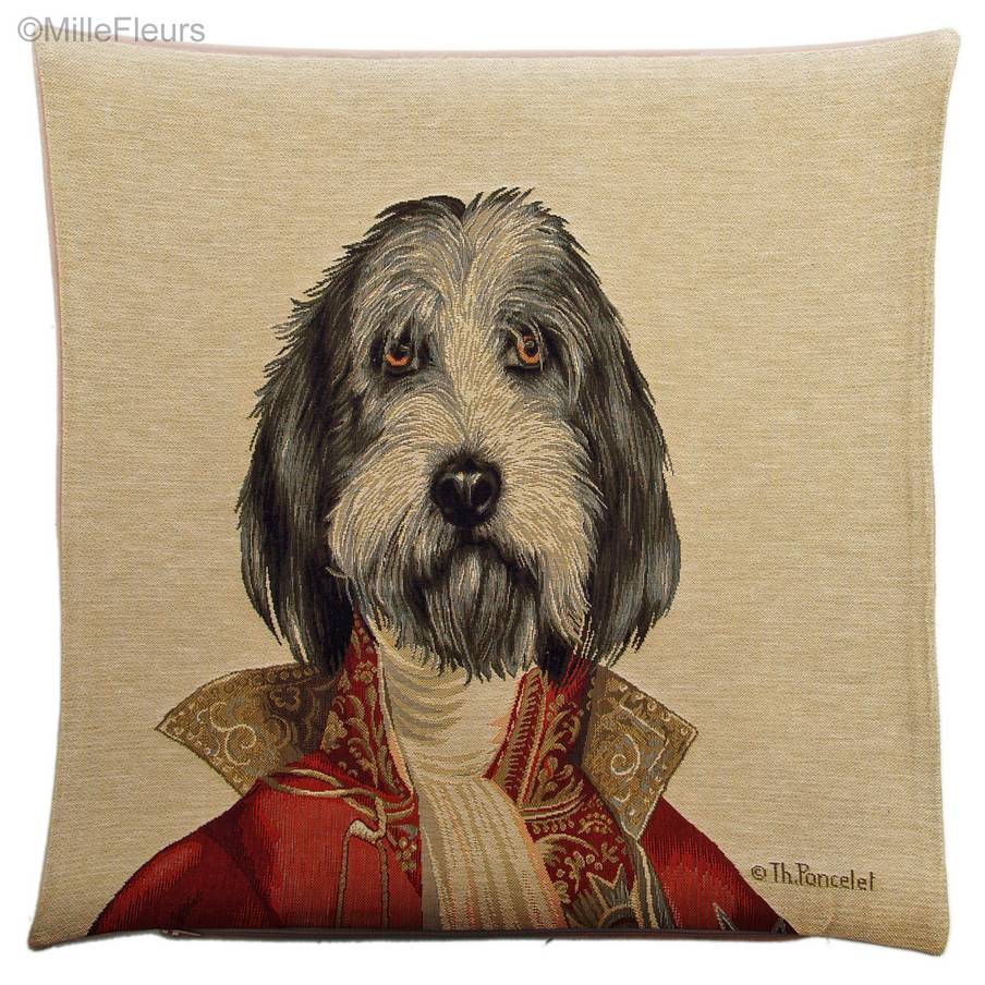 Chien à Loutre (Thierry Poncelet) Housses de coussin Chiens de Thierry Poncelet - Mille Fleurs Tapestries