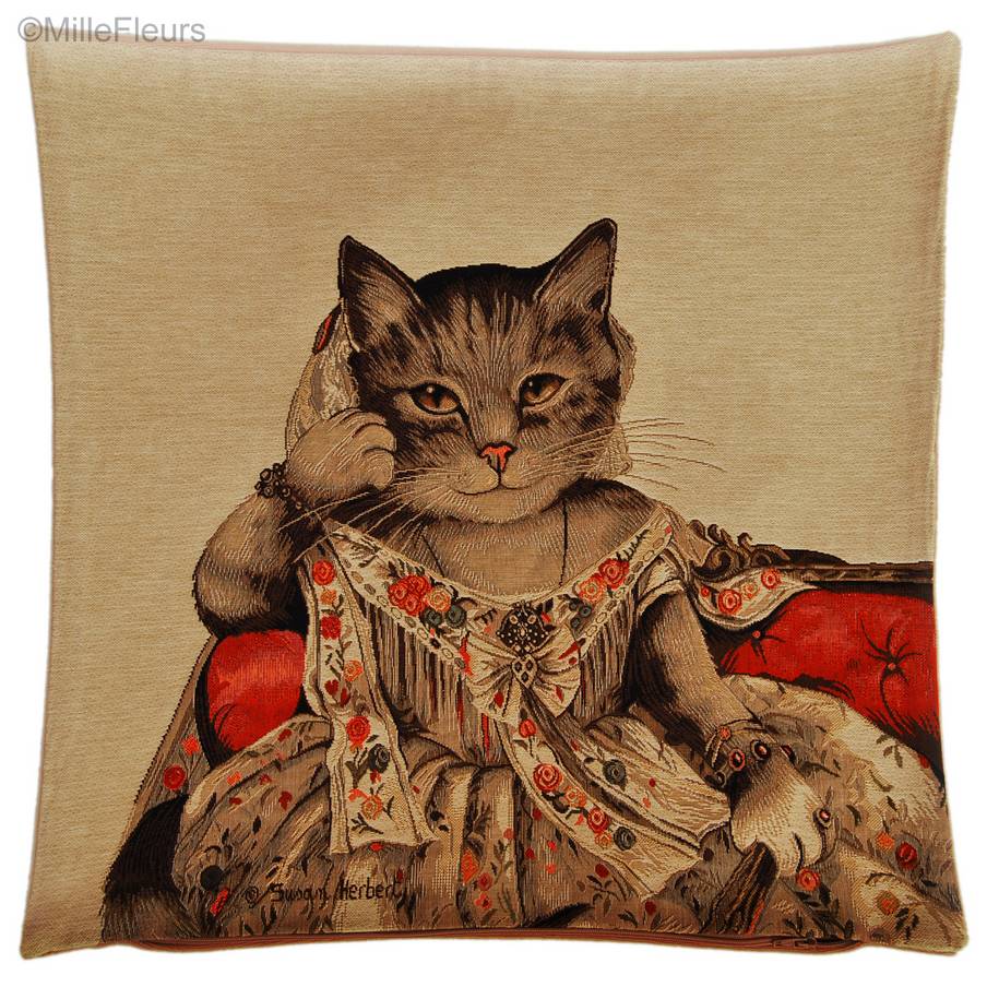 Lady Ann (Susan Herbert) Housses de coussin Chats de Susan Herbert - Mille Fleurs Tapestries