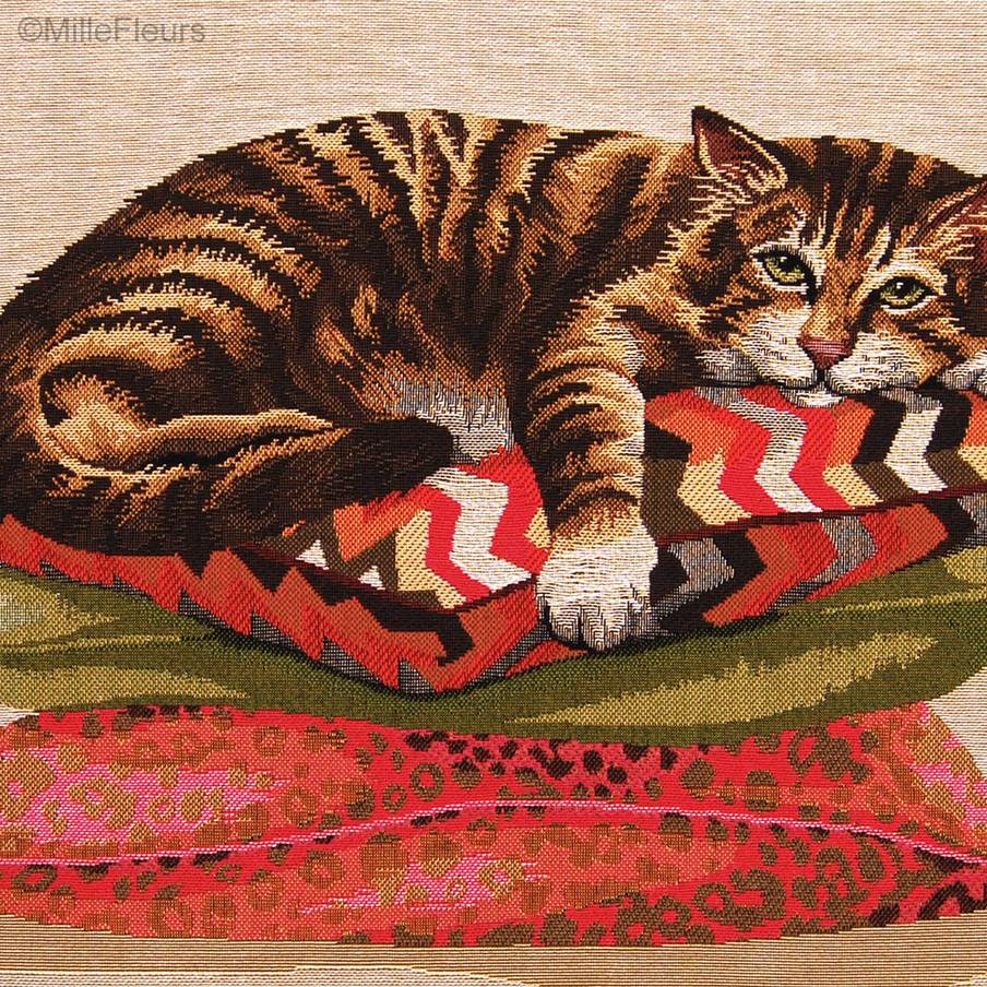 Gato Dormido Fundas de cojín Gatos - Mille Fleurs Tapestries