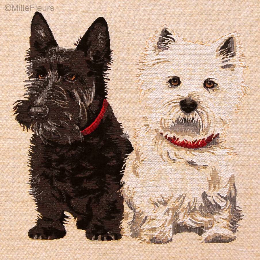 Scottish et West Highland Terrier Housses de coussin Chiens - Mille Fleurs Tapestries