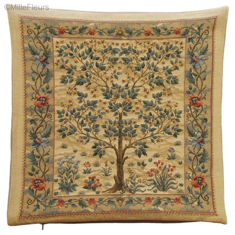 Tree of Life (William Morris), beige Tapestry cushions William Morris & Co - Mille Fleurs Tapestries