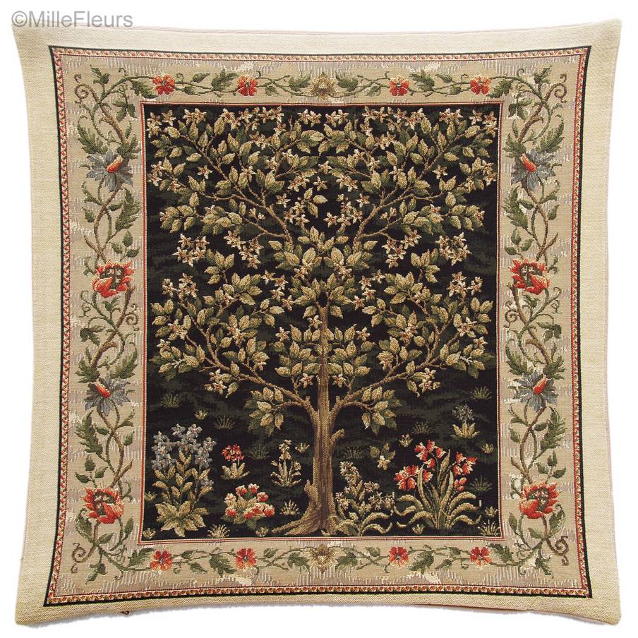 Levensboom (William Morris), black Sierkussens William Morris & Co - Mille Fleurs Tapestries