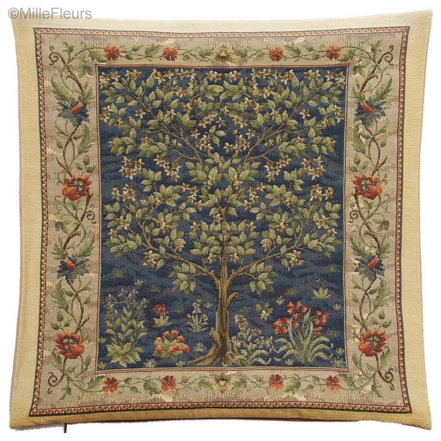 Tree of Life (William Morris), blue Tapestry cushions William Morris & Co - Mille Fleurs Tapestries