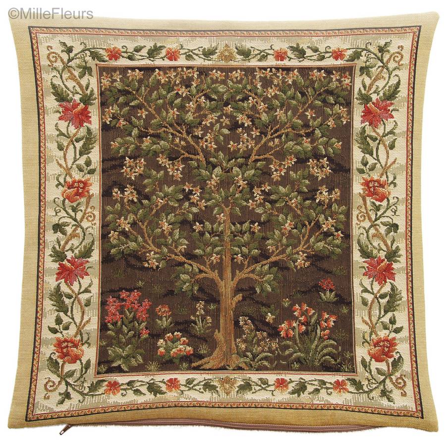 Tree of Life (William Morris), brown Tapestry cushions William Morris & Co - Mille Fleurs Tapestries