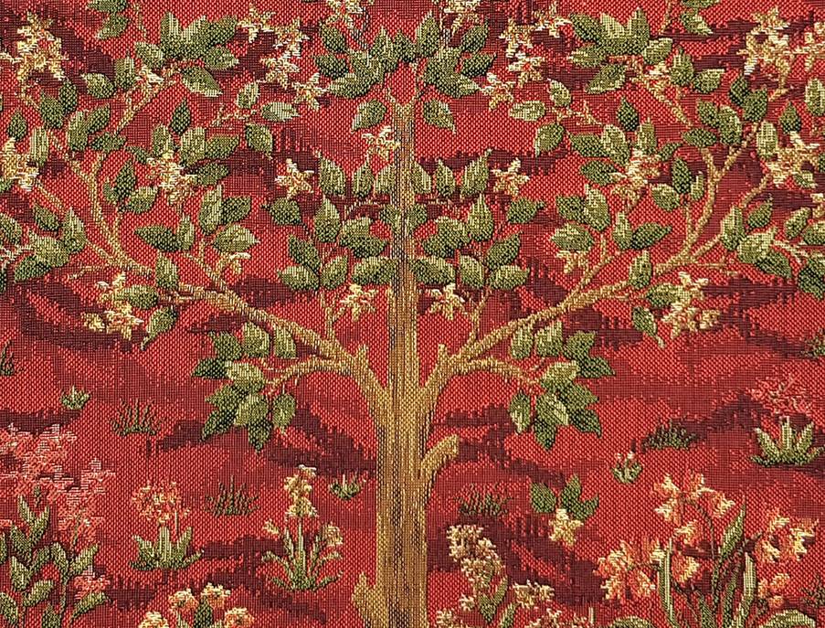 Tree of Life (William Morris), red Tapestry cushions William Morris & Co - Mille Fleurs Tapestries