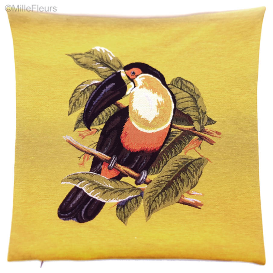 One Toucan, yellow Tapestry cushions Birds - Mille Fleurs Tapestries