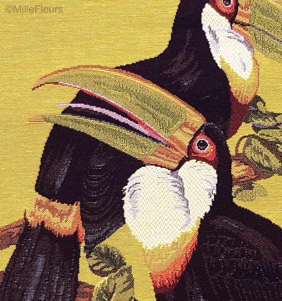 Deux Toucans Housses de coussin Oiseaux - Mille Fleurs Tapestries