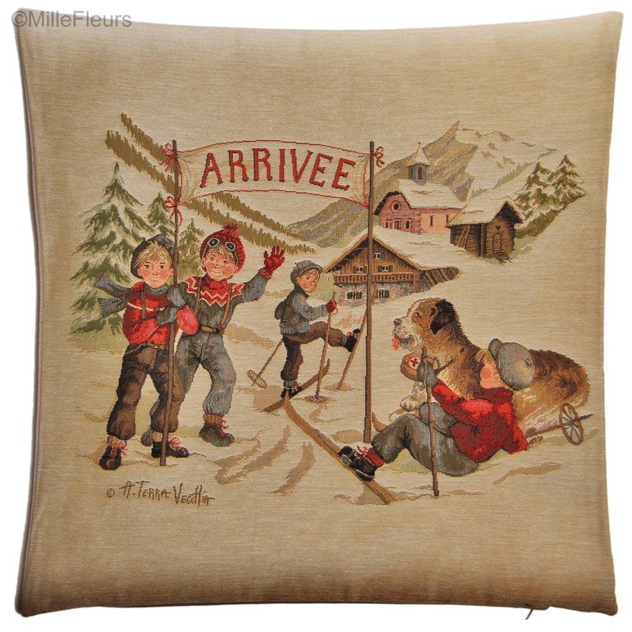 Ski Slalom Housses de coussin Noël & Hiver - Mille Fleurs Tapestries